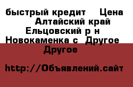 быстрый кредит  › Цена ­ 1 - Алтайский край, Ельцовский р-н, Новокаменка с. Другое » Другое   